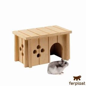 Ferplast Sin 4641 - Wooden House Rodent hamster cage guinea pig supplies small animal accessories rabbit water bottle rat tunnel