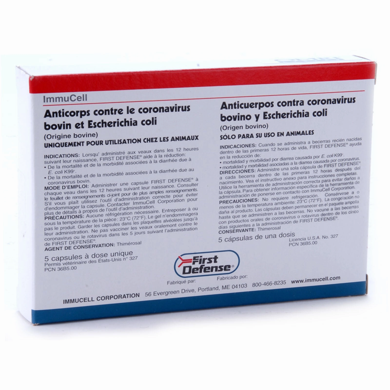 First Defense Capsules for Scours in Calves, box of 5 (5 single doses)