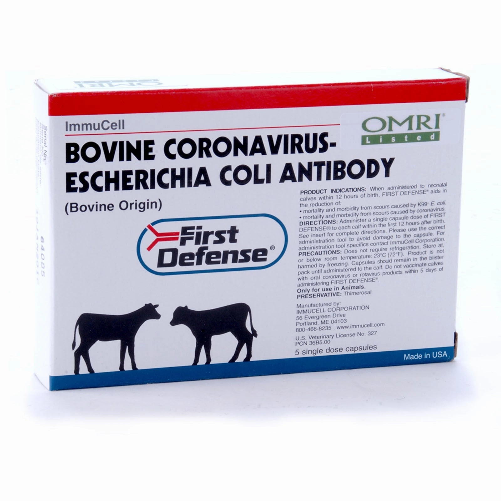 First Defense Capsules for Scours in Calves, box of 5 (5 single doses) sheep feed sheep mineral sheep hay sheep pellets sheep salt block