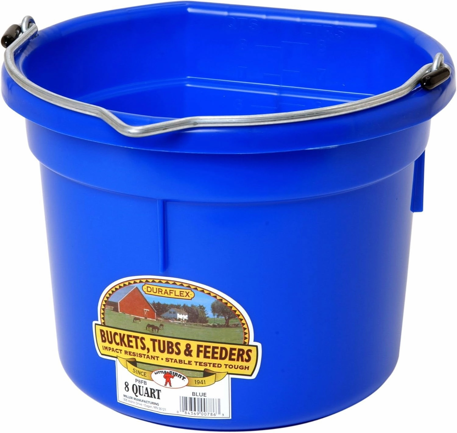 Flat Back Plastic Bucket, 8 qt