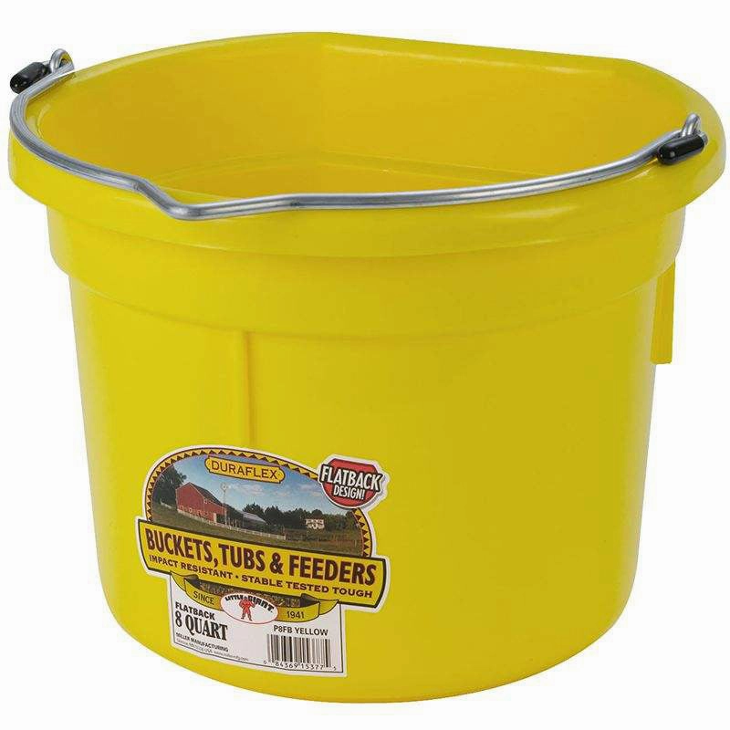 Flat Back Plastic Bucket, 8 qt