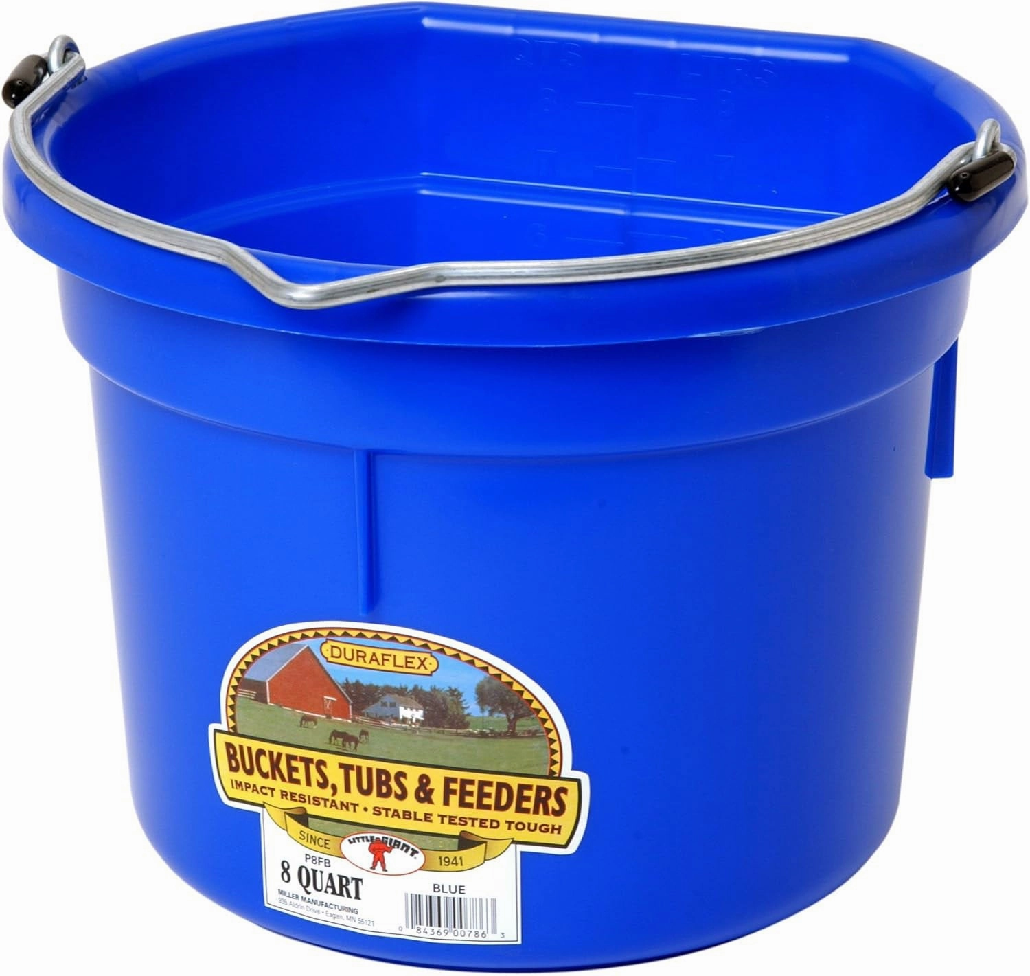 Flat Back Plastic Bucket, 8 qt