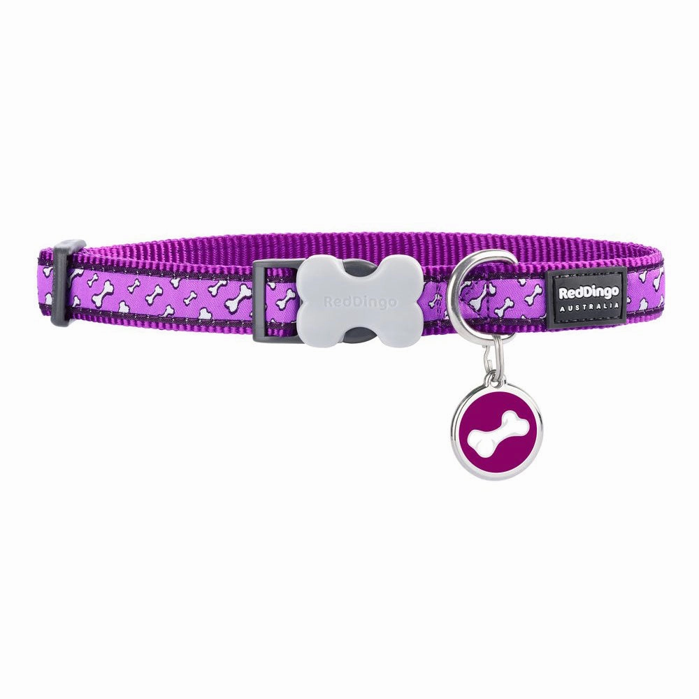 Flying Bones Purple Dog Collar
