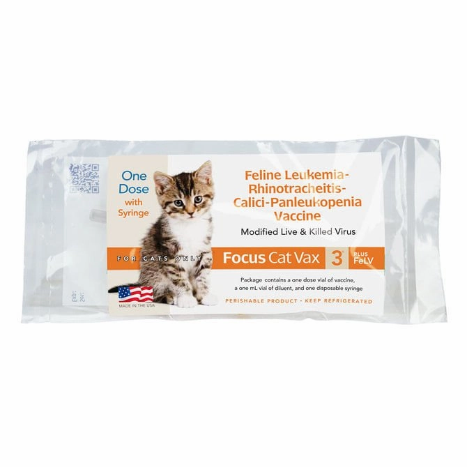 Focus Cat Vax 3 Plus FeLV Cat Vaccine, 1 Dose cat grooming cat shampoo cat conditioner cat comb cat grooming glove