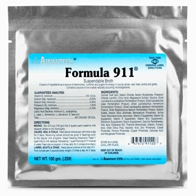 Formula 911  Suspendable Broth (100 gram pk) Oral Rehydration Powder for Livestock wet cat food canned food for cats gravy cat cans soft texture cat food wet pouches