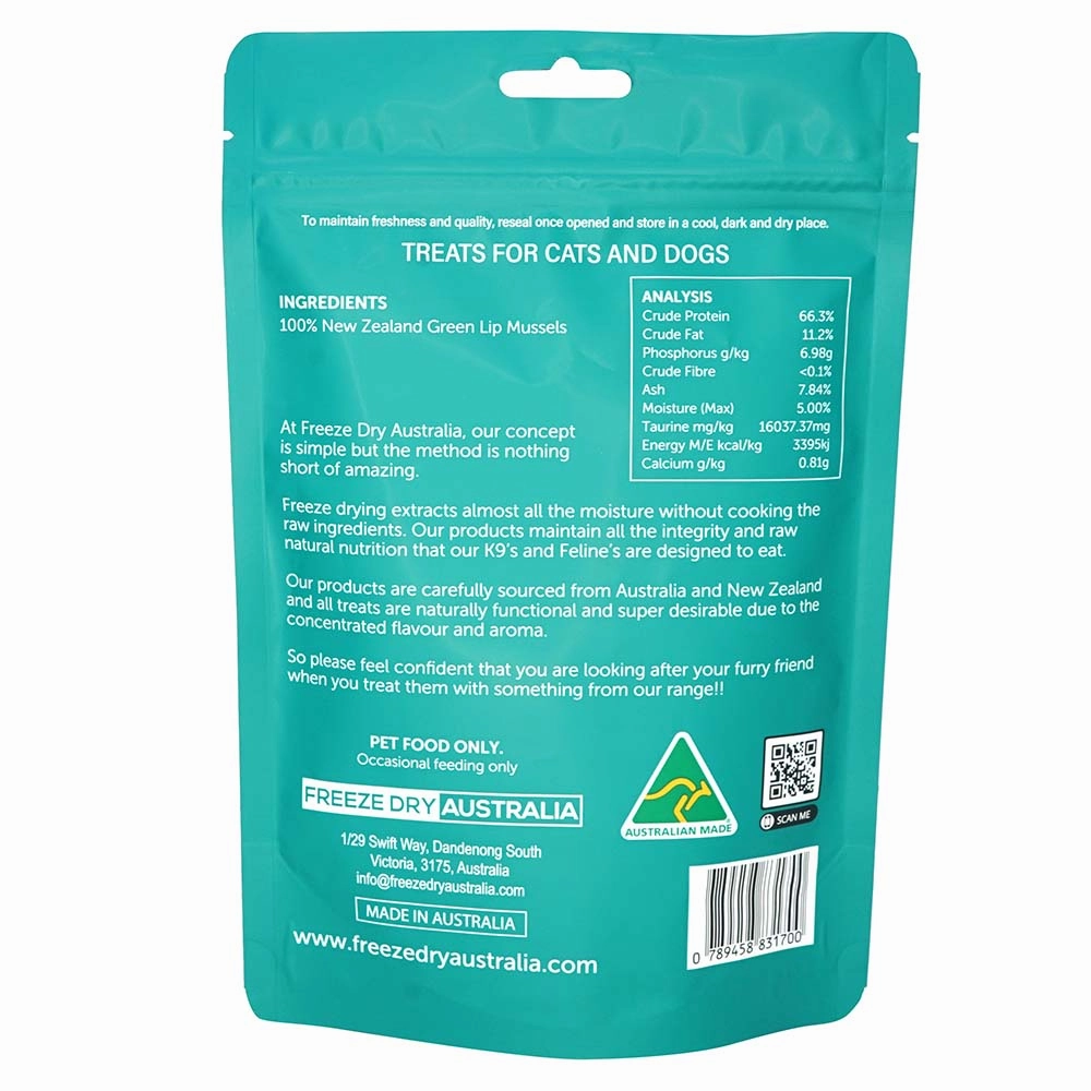 Freeze Dry Australia Green Lip Mussels Cat & Dog Treats 70g