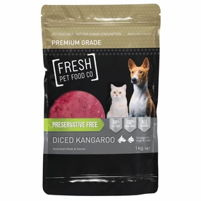 Fresh Pet Food Co Raw Premium Diced Kangaroo Frozen Cat & Dog Food 1kg natural cat food soft cat treats freeze dried cat food organic cat treats indoor cat food