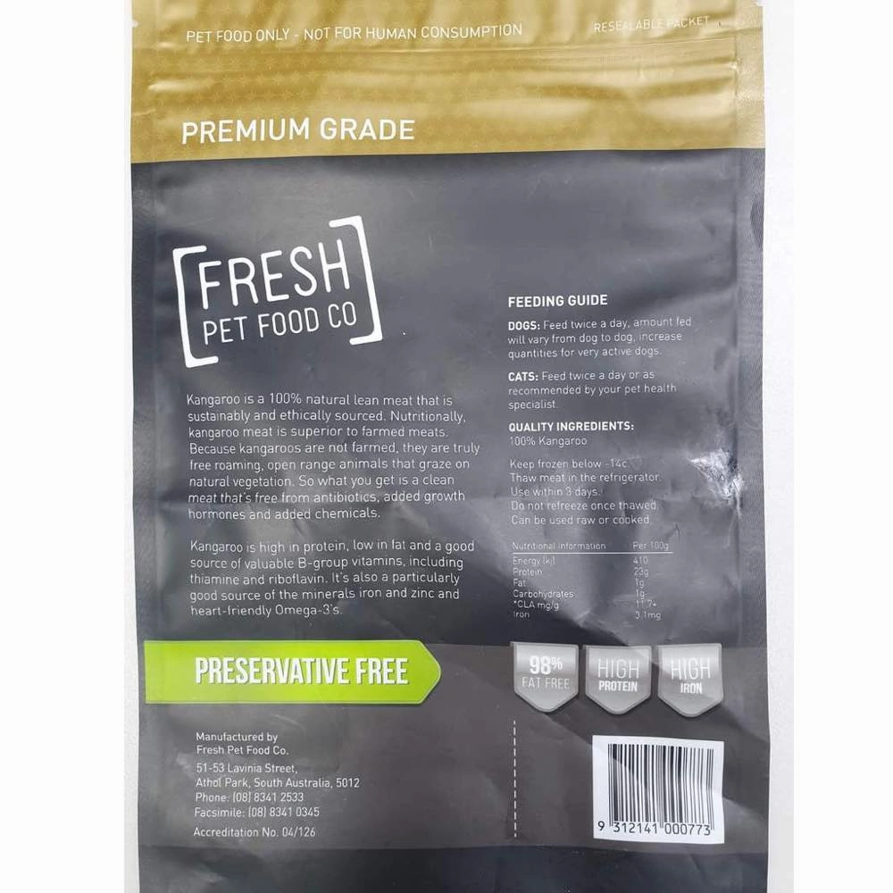 Fresh Pet Food Co Raw Premium Diced Kangaroo Frozen Cat & Dog Food 1kg