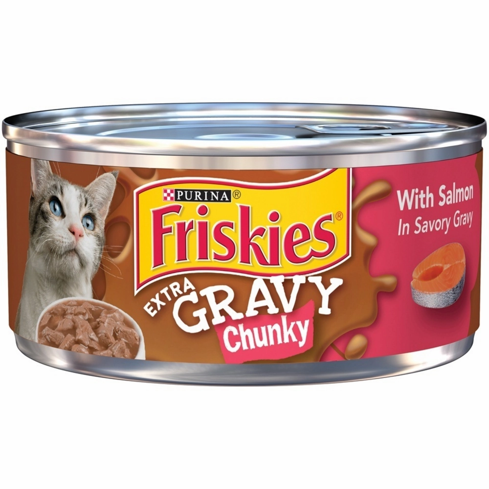 Friskies Extra Gravy Chunky with Salmon in Savory Gravy Canned Cat Food cat calming diffuser cat stress relief anxiety cat treats cat relaxing spray pet mood aid