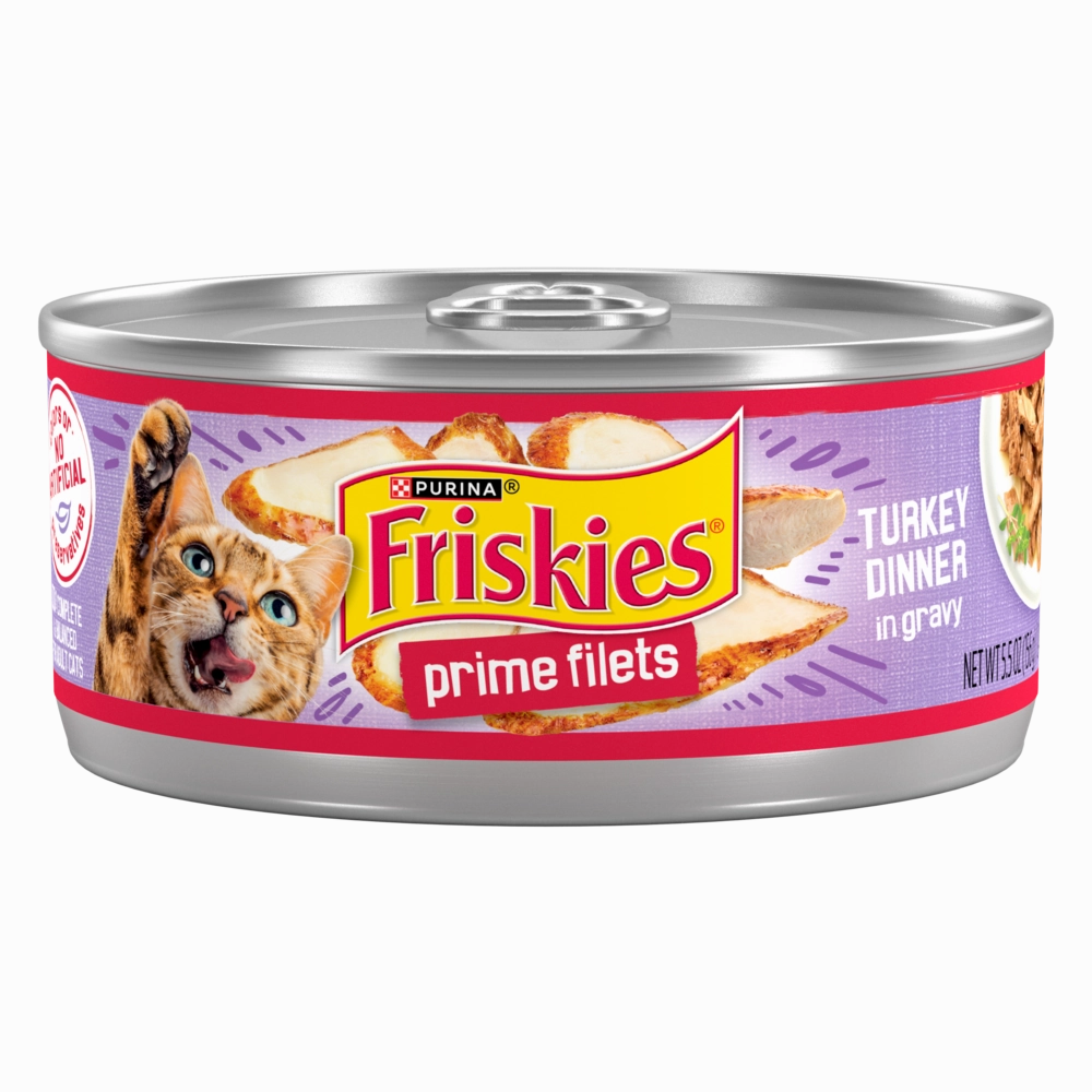 Friskies Prime Filets Turkey Dinner In Gravy Canned Cat Food cat calming diffuser cat stress relief anxiety cat treats cat relaxing spray pet mood aid