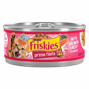 Friskies Prime Filets with Salmon & Beef in Sauce Canned Cat Food cat calming diffuser cat stress relief anxiety cat treats cat relaxing spray pet mood aid