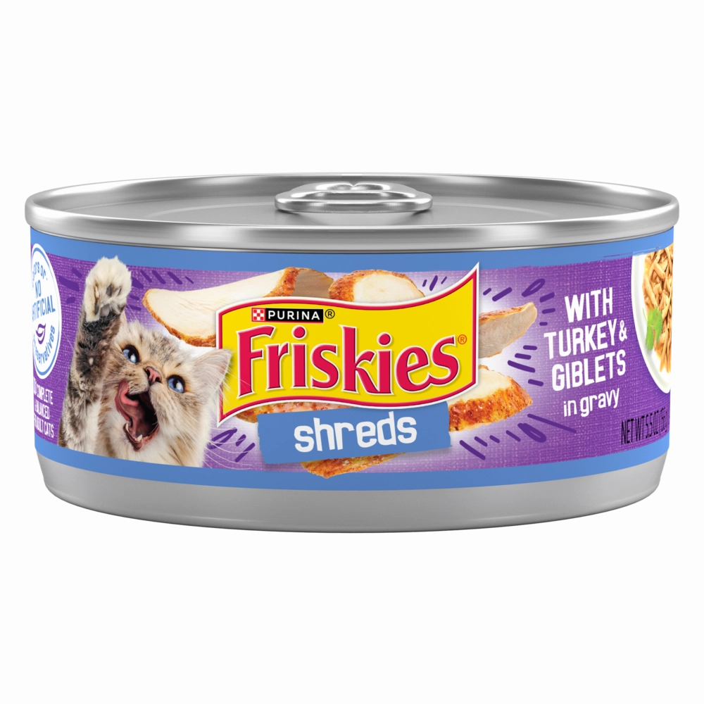Friskies Savory Shreds with Turkey and Giblets Canned Cat Food cat calming diffuser cat stress relief anxiety cat treats cat relaxing spray pet mood aid