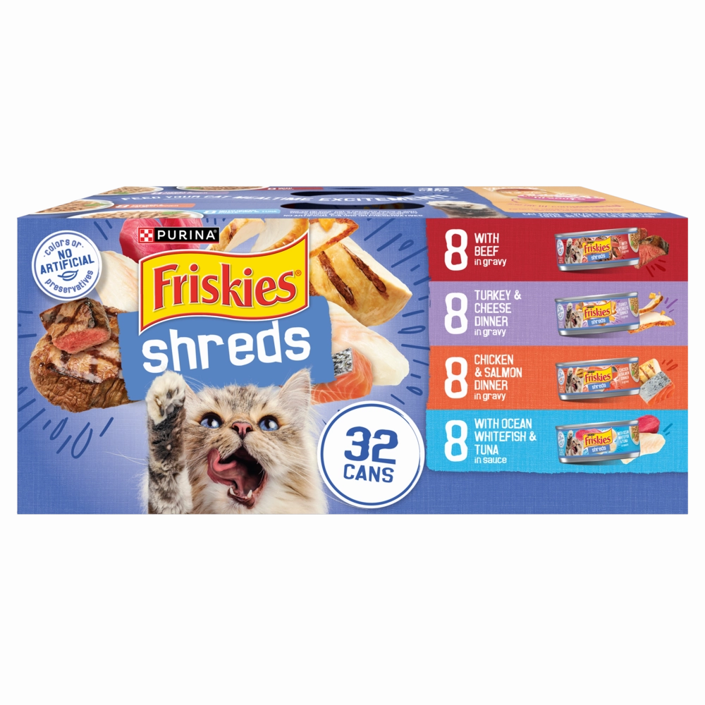 Friskies Shreds Variety Pack Canned Cat Food cat calming diffuser cat stress relief anxiety cat treats cat relaxing spray pet mood aid