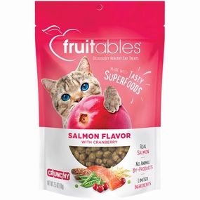 Fruitables Salmon with Cranberry Crunchy Cat Treats 2.5oz cat grass snacks cat grass planter cat digestive aid catnip spray cat herbal treats