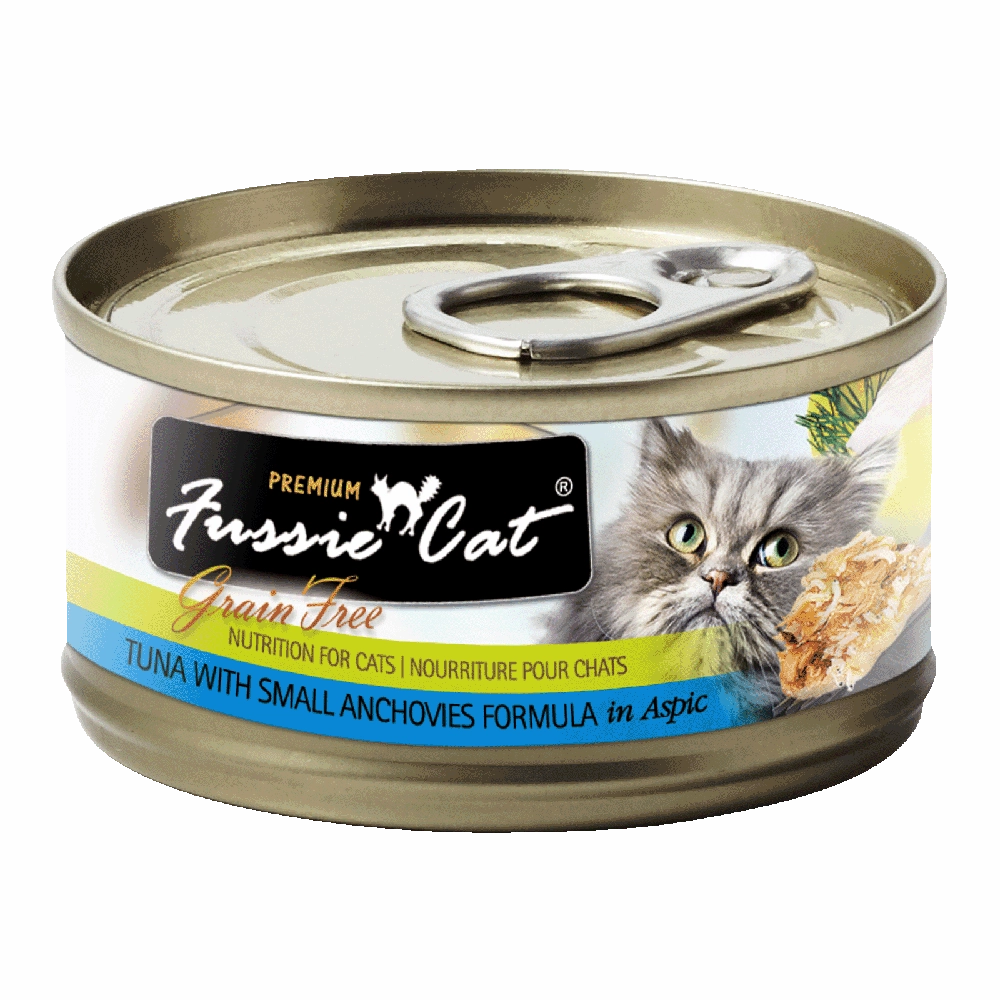 Fussie Cat Black Label Tuna with Small Anchovies in Aspic 80g