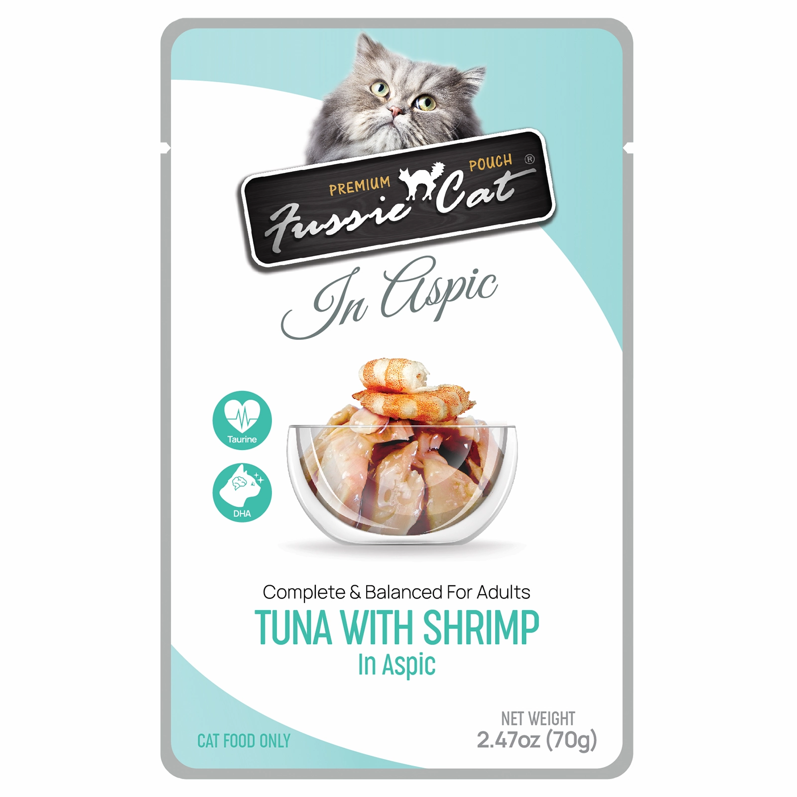 Fussie Cat In Aspic Tuna with Shrimp Wet Cat Food Pouch cat supplies cat house cat tree cat feeder cat collar