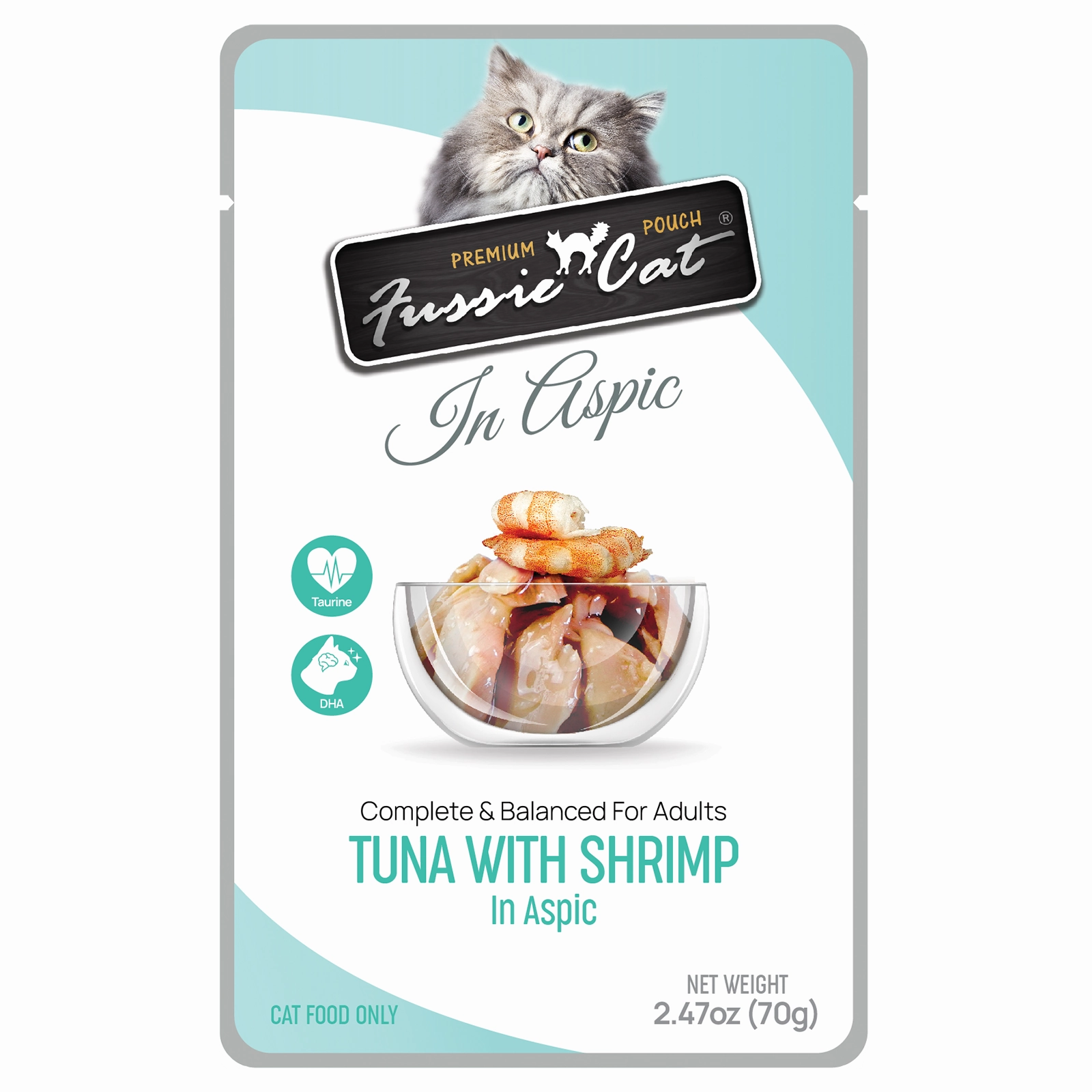 Fussie Cat In Aspic Tuna with Shrimp Wet Cat Food Pouch cat treats toys for cats cat hair remover cat cleaning supplies cat food bowl