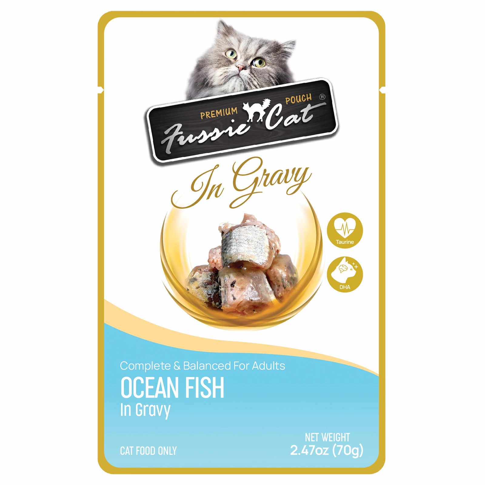 Fussie Cat In Gravy Oceanfish Wet Cat Food Pouch cat supplies cat house cat tree cat feeder cat collar