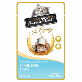 Fussie Cat In Gravy Oceanfish Wet Cat Food Pouch cat supplies cat house cat tree cat feeder cat collar