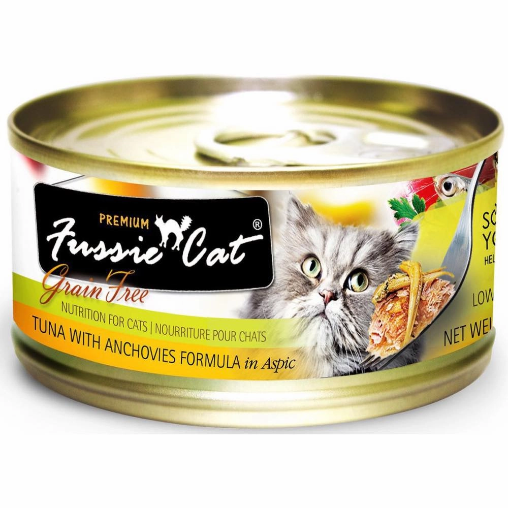 Fussie Cat Premium Tuna With Anchovies In Aspic Grain-Free Canned Cat Food 80g natural cat food soft cat treats freeze dried cat food organic cat treats indoor cat food