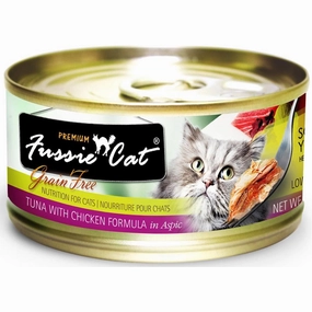 Fussie Cat Premium Tuna With Chicken In Aspic Grain-Free Canned Cat Food 80g cat food cans soft cat food high protein cat food natural cat food senior cat food