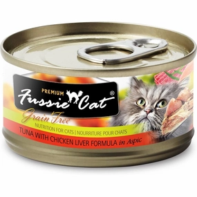 Fussie Cat Premium Tuna With Chicken Liver In Aspic Grain-Free Canned Cat Food 80g cat food cans soft cat food high protein cat food natural cat food senior cat food