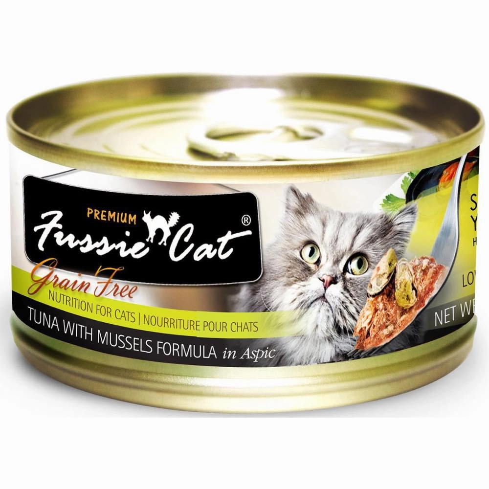 Fussie Cat Premium Tuna With Mussels In Aspic Grain-Free Canned Cat Food 80g natural cat food soft cat treats freeze dried cat food organic cat treats indoor cat food