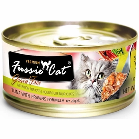 Fussie Cat Premium Tuna With Prawns In Aspic Grain-Free Canned Cat Food 80g cat food cans soft cat food high protein cat food natural cat food senior cat food