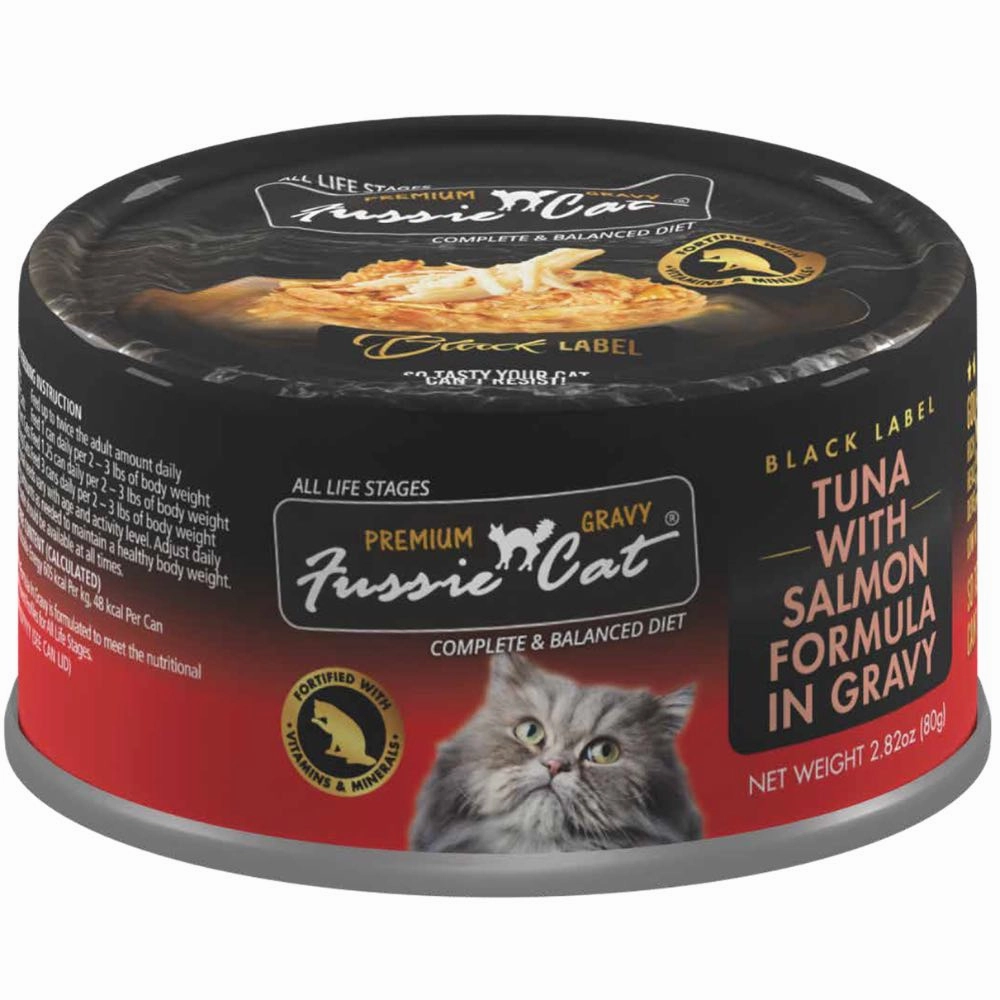 Fussie Cat Premium Tuna With Salmon In Gravy Grain-Free Canned Cat Food 80g natural cat food soft cat treats freeze dried cat food organic cat treats indoor cat food