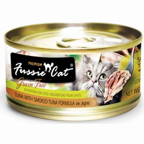Fussie Cat Premium Tuna With Smoked Tuna In Aspic Grain-Free Formula Canned Cat Food 80g natural cat food soft cat treats freeze dried cat food organic cat treats indoor cat food