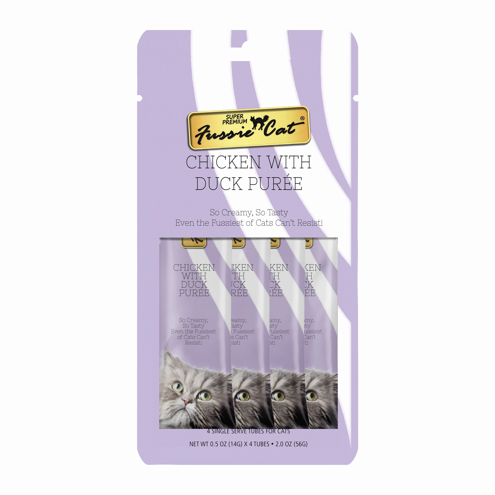 Fussie Cat Pure - Chicken with Duck 4pk 2oz Bag cat toys interactive cat toys cat teaser wand cat balls cat laser pointer