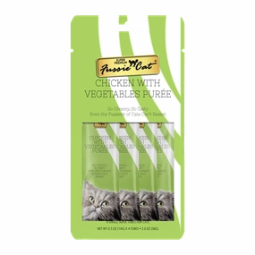 Fussie Cat Pure - Chicken with Vegetables 4pk 2oz Bag cat toys interactive cat toys cat teaser wand cat balls cat laser pointer