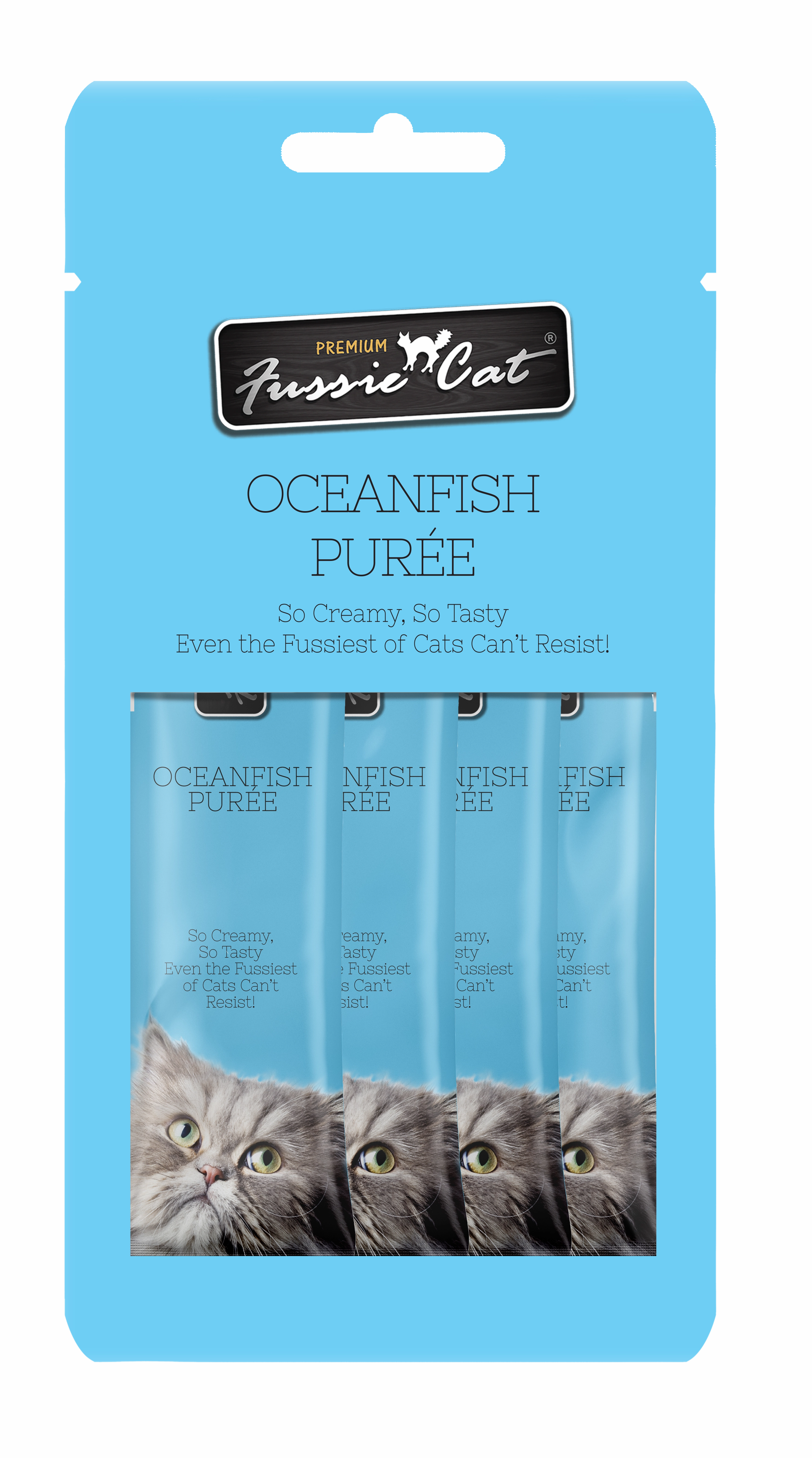 Fussie Cat Pure - Oceanfish 4pk 2oz Bag cat toys interactive cat toys cat teaser wand cat balls cat laser pointer