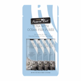 Fussie Cat Pure - Tuna with Oceanfish 4pk 2oz Bag cat toys interactive cat toys cat teaser wand cat balls cat laser pointer