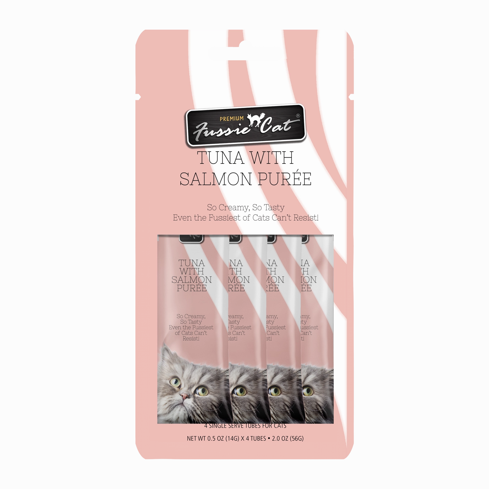 Fussie Cat Pure - Tuna with Salmon 4pk 2oz Bag cat toys interactive cat toys cat teaser wand cat balls cat laser pointer