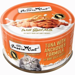 Fussie Cat Tuna With Anchovies Formula In Goat Milk Gravy Grain-Free Canned Cat Food 70g cat food cans soft cat food high protein cat food natural cat food senior cat food