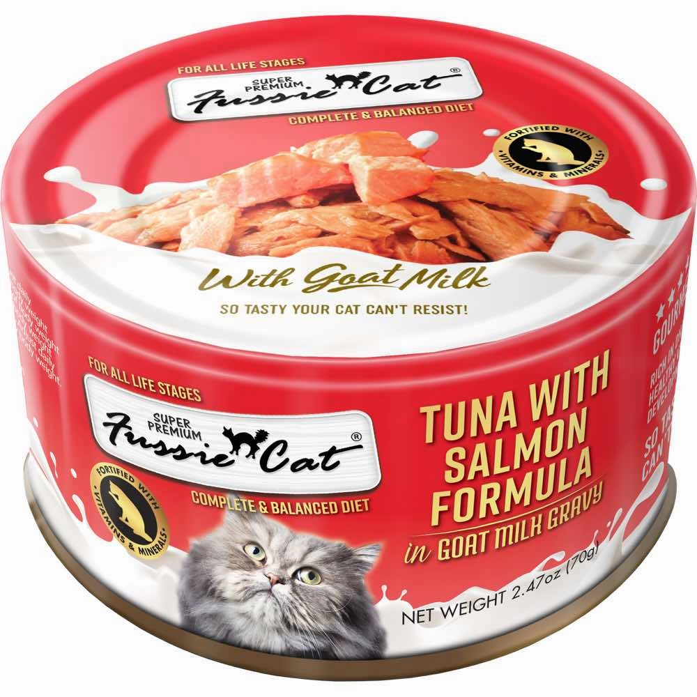 Fussie Cat Tuna With Salmon Formula In Goat Milk Gravy Grain-Free Canned Cat Food 70g natural cat food soft cat treats freeze dried cat food organic cat treats indoor cat food