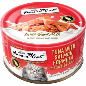 Fussie Cat Tuna With Salmon Formula In Goat Milk Gravy Grain-Free Canned Cat Food 70g natural cat food soft cat treats freeze dried cat food organic cat treats indoor cat food