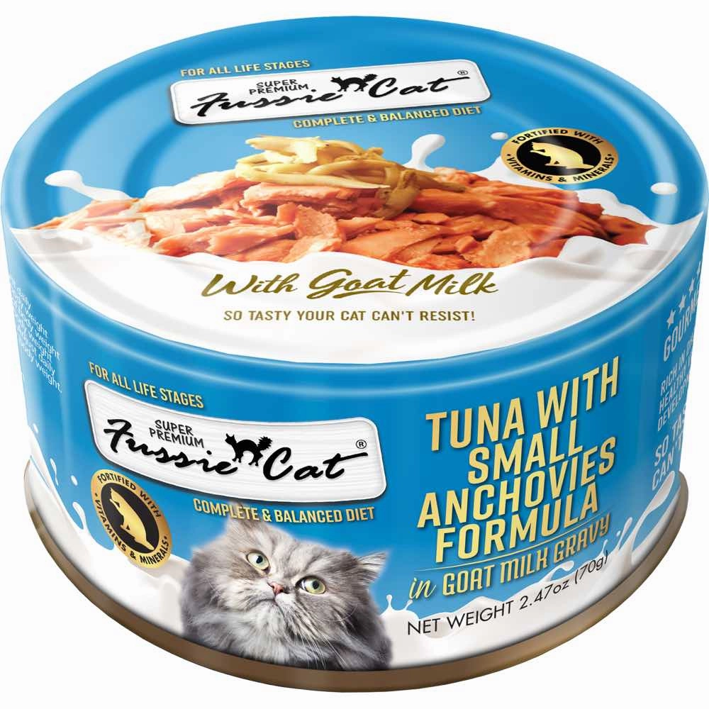 Fussie Cat Tuna With Small Anchovies Formula In Goat Milk Gravy Grain-Free Canned Cat Food 70g cat food cans soft cat food high protein cat food natural cat food senior cat food