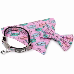 FuzzYard Cat Collar, Bandana & Bowtie Fashion Pack (Meowcarons) cat leash cat bowtie cat hat cat bandana cat costume