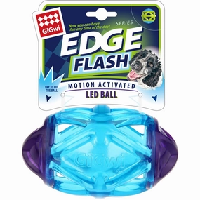 GiGwi Edge Flash Motion Activated LED Rugby Ball Dog Toy (Blue) cat dry food crunchy cat food fish formula dry cat food adult cat kibble kitten dry food