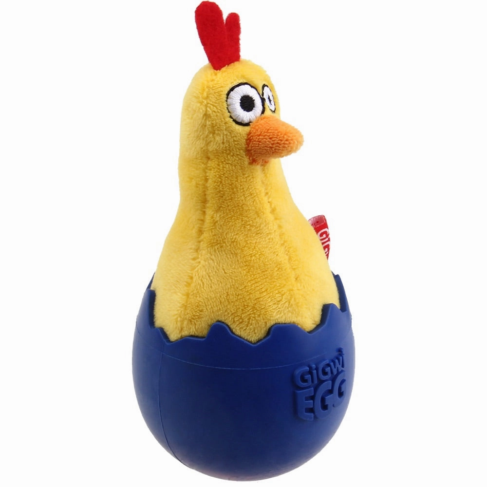 GiGwi Egg Wobble TPR & Plush Dog Toy (Chicken)