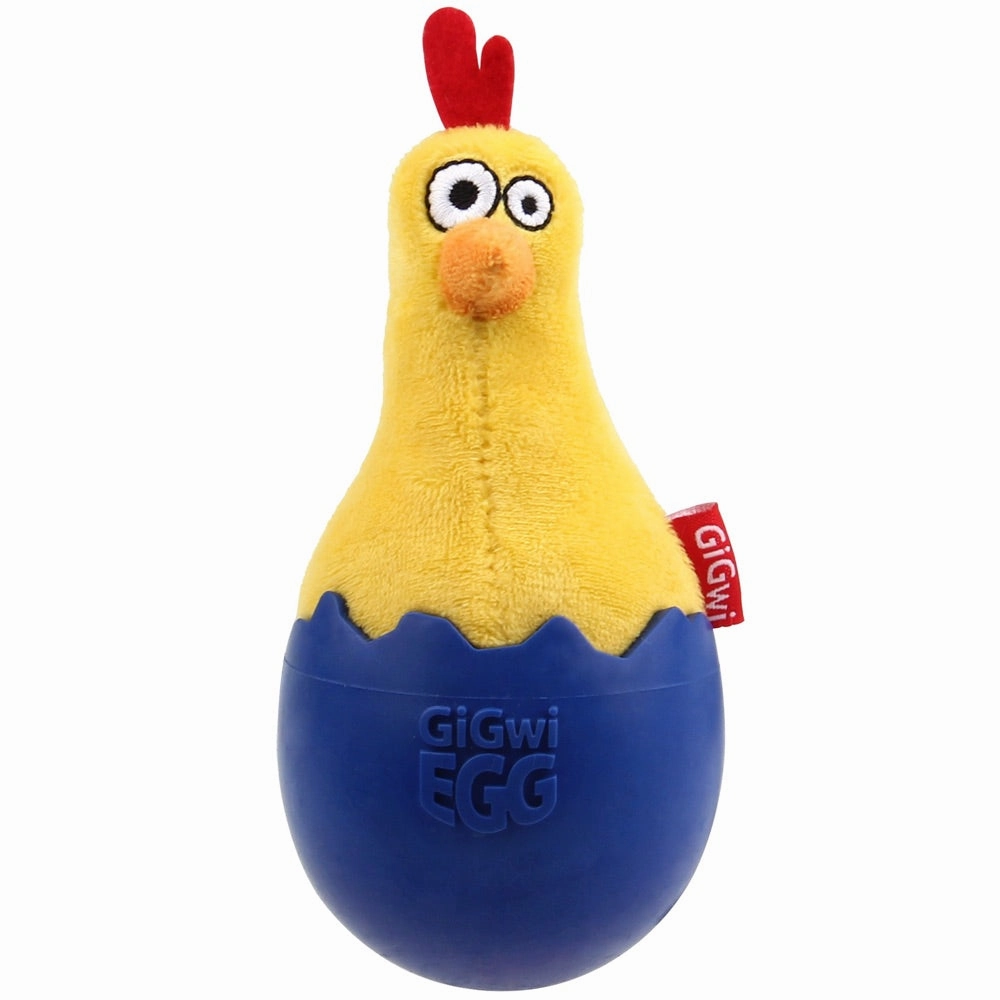 GiGwi Egg Wobble TPR & Plush Dog Toy (Chicken)