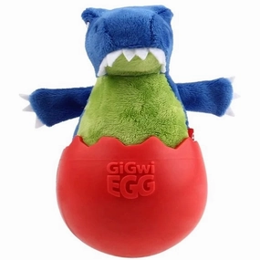 GiGwi Egg Wobble TPR & Plush Dog Toy (Dino) dog puzzle toy dog slow feeder dog treat ball dog brain toy dog feeder toy