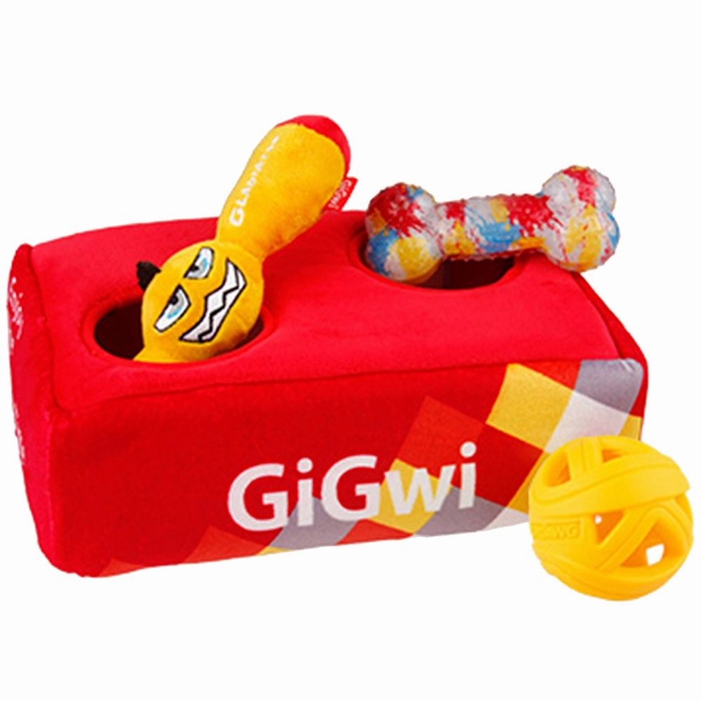 GiGwi Hide N' Seek Interactive Plush Dog Toy (G-Box) dog puzzle toy dog slow feeder dog treat ball dog brain toy dog feeder toy