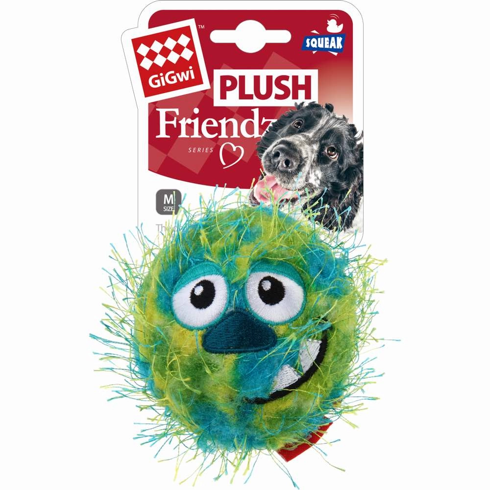 GiGwi Plush Friendz Ball Dog Toy (Green) dog puzzle toy dog slow feeder dog treat ball dog brain toy dog feeder toy