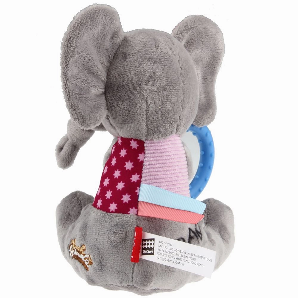 GiGwi Plush Friendz Crinkly TPR Ring Dog Toy (Elephant)