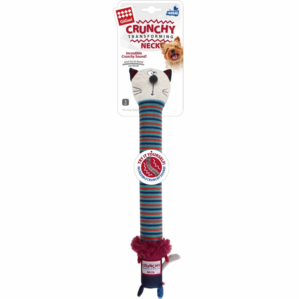 GiGwi Plush Friendz Crunchy Neck Dog Toy (Cat) dog harness dog training collar dog safety vest dog seatbelt dog ID tag