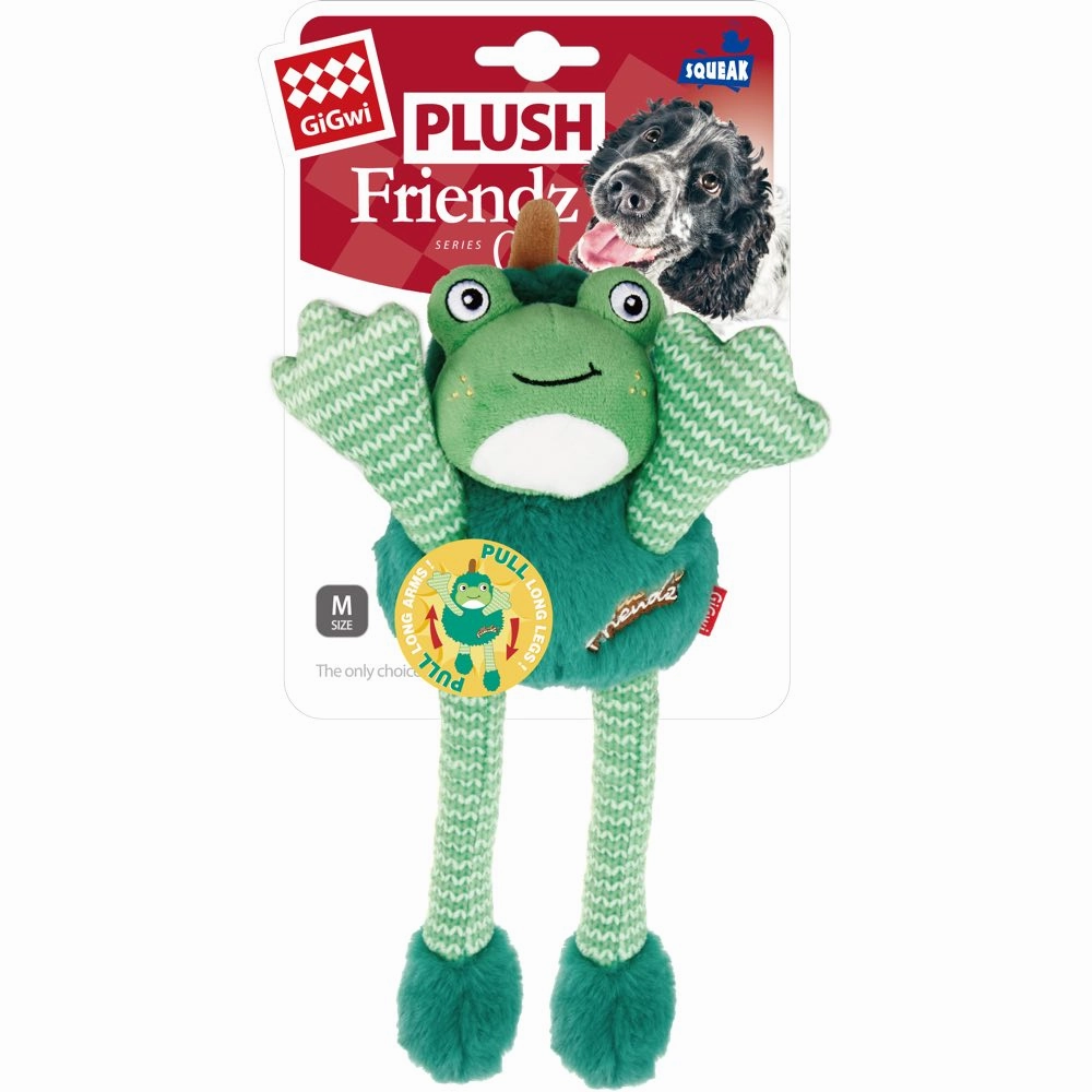 GiGwi Plush Friendz Long Dog Toy (Avocado Frog) dog puzzle toy dog slow feeder dog treat ball dog brain toy dog feeder toy