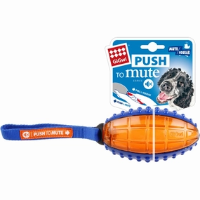 GiGwi Push To Mute Rugby Ball Dog Toy (Blue/Orange) dog puzzle toy dog slow feeder dog treat ball dog brain toy dog feeder toy